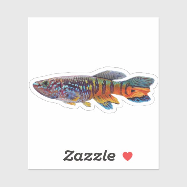 Sticker Blue gularis Fundulopanchax sjostedti killifish (Feuille)