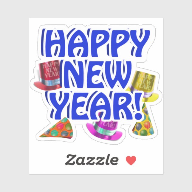 Sticker Blue Happy New Year   (Feuille)
