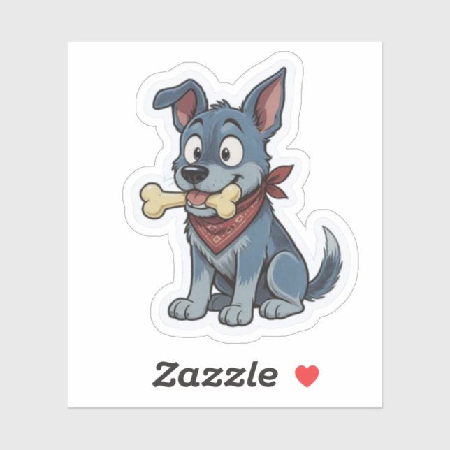 Sticker Blue Heeler avec os (Feuille)