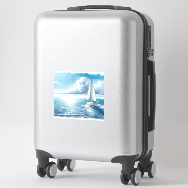 Sticker Blue Horizon Solitary Sailboat (Sur valise)