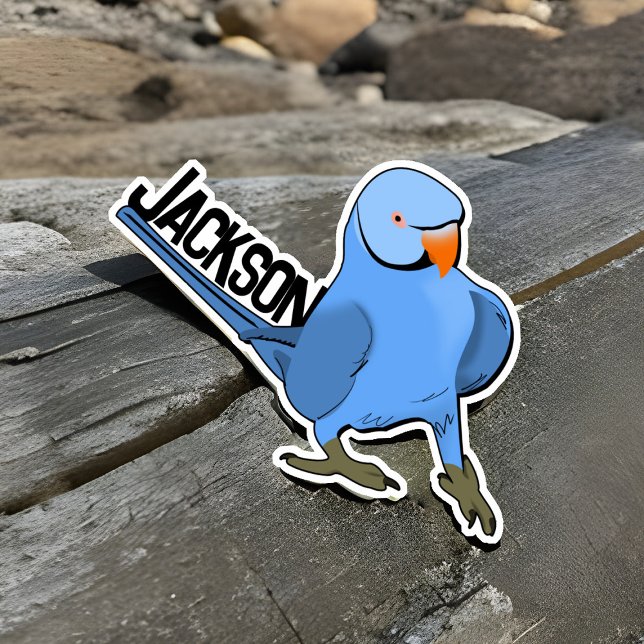 Sticker Blue Indian Ringneck Parrot Animal de compagnie No (Personalized Indian Ringneck Parakeet sticker)