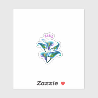 Sticker Blue Iridescente Holographique Calla Lilies