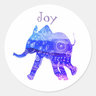 Sticker Blue Mandala Baby Elephant Joy