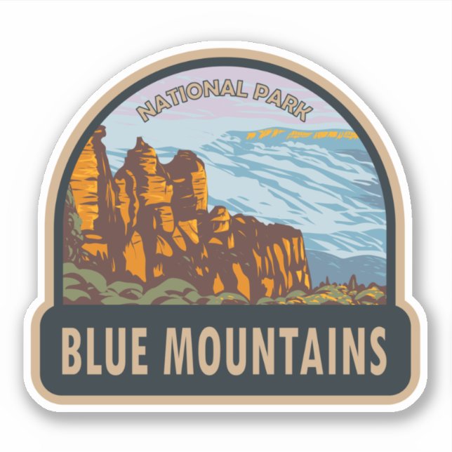 Sticker Blue Mountains National Park Australie Vintage (Devant)