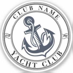 Sticker Blue Nautical Ancre yacht club bateau marina Nom