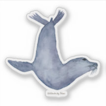 Blue seal watercolor illustration