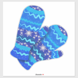 Sticker Blue Winter Mittens Vacances
