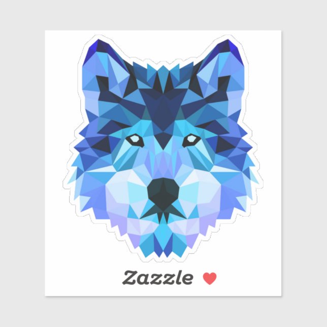 Sticker Blue Wolf Head Low Polygon-00000 (Feuille)