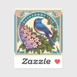 Sticker Bluebird de montagne Idaho et les fleurs de Syring
