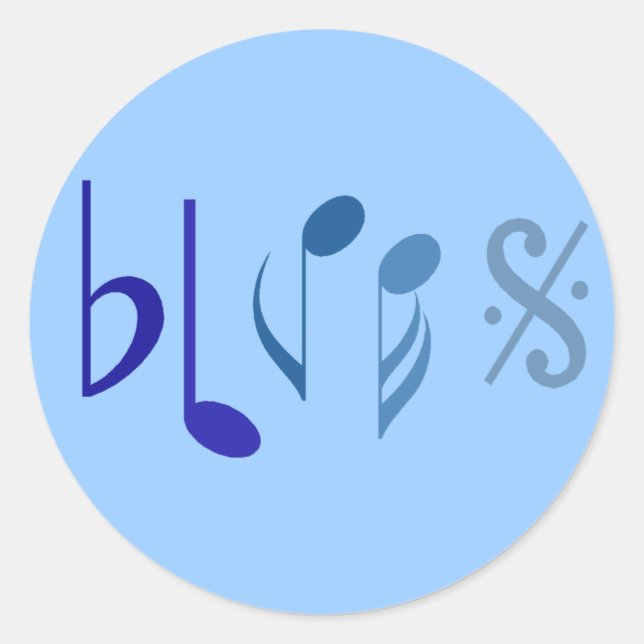 Sticker Blues Music Notes (Devant)
