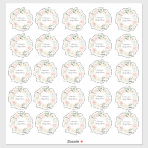 Sticker Blush Floral Green Girl Baby shower rustique