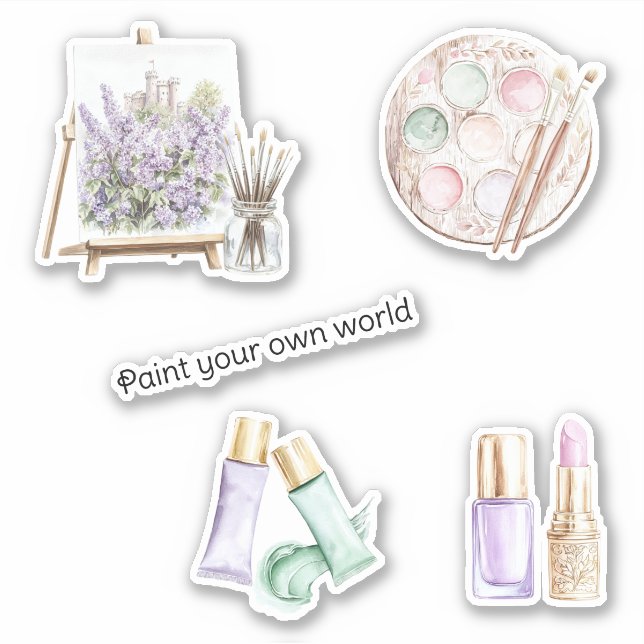 Sticker Blush Mint Peignez Votre Propre Monde (Devant)