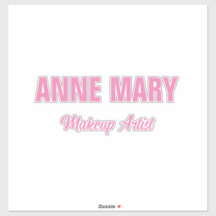 Sticker Blush Pink Nom personnalisé Maquillage Artiste Ent