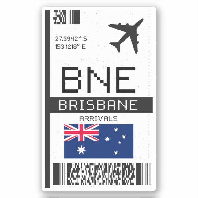 Sticker BNE Brisbane Boarding Pass - Australie Travel (Devant)