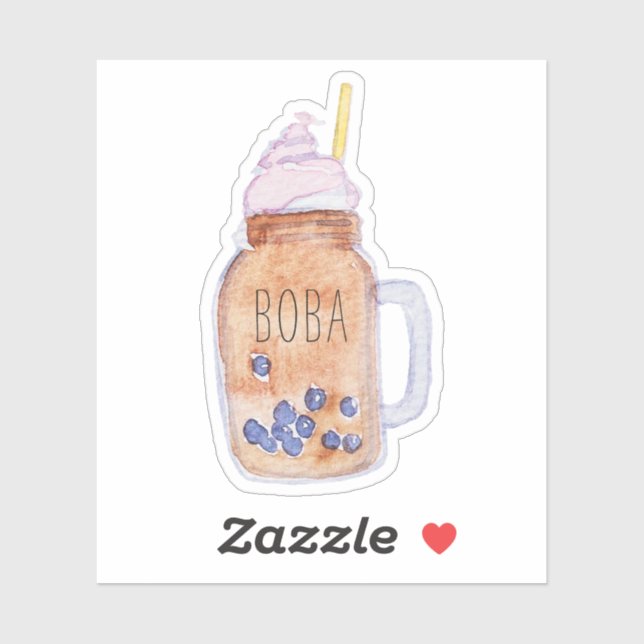Sticker Boba Bubble Tea in Mason Jar (Feuille)