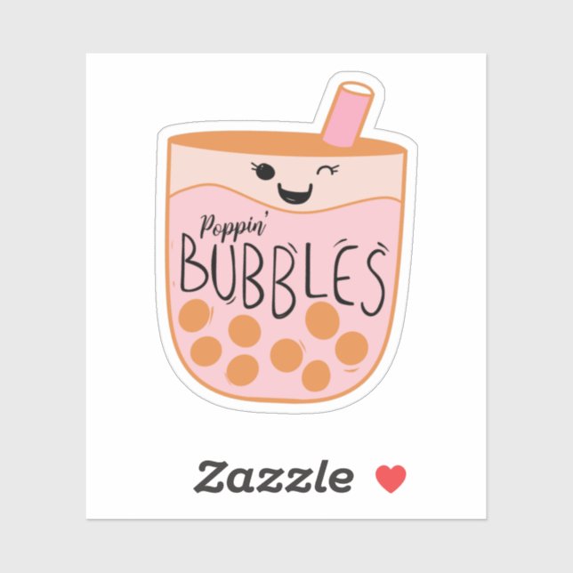 Sticker Boba Bubble Thé Cute et drôle (Feuille)