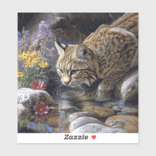 Sticker Bobcat avec art Pittoresque Fleur sauvage