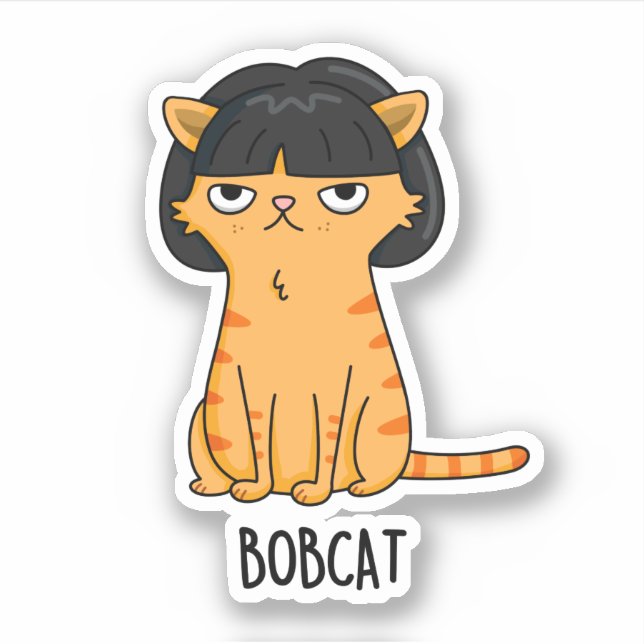 Sticker Bobcat Funny Chat Bob Hair Pun (Devant)