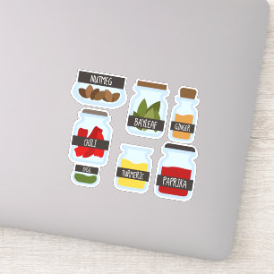 Sticker Bocaux d'épices colorés style cuisine