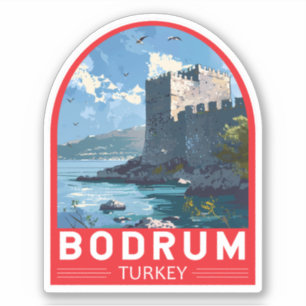 Sticker Bodrum Castle Turkey Travel Art Vintage