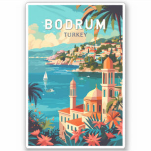 Sticker Bodrum Turquie Travel Art Vintage