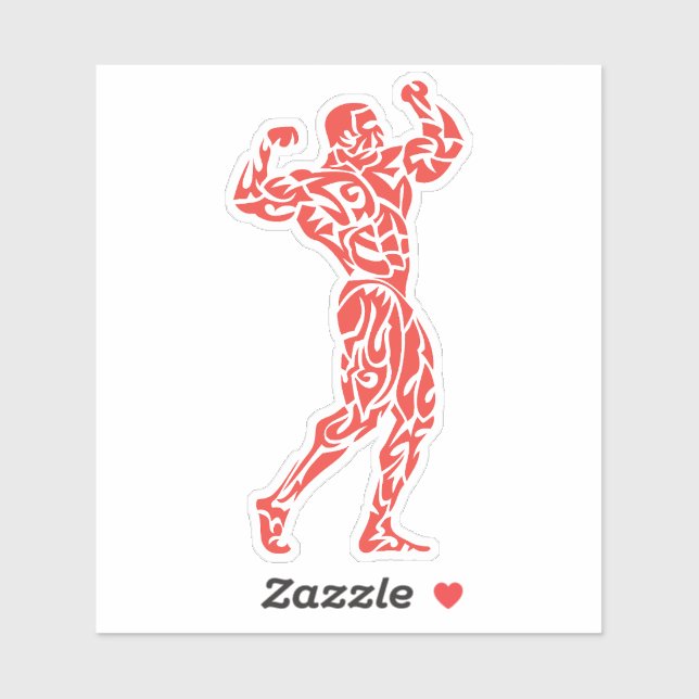 Sticker bodybuilder musculation muscu tribal 2 (Feuille)
