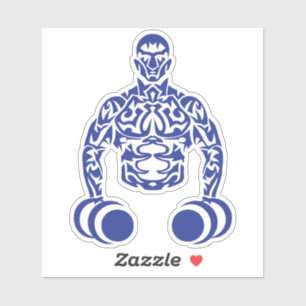 Sticker bodybuilder musculation muscu tribal haltere 1