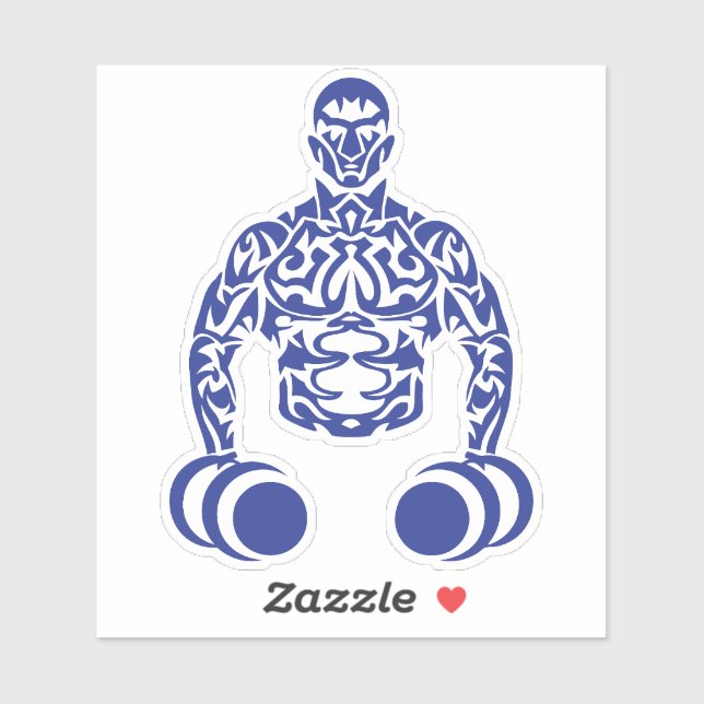 Sticker bodybuilder musculation muscu tribal haltere 1 (Feuille)