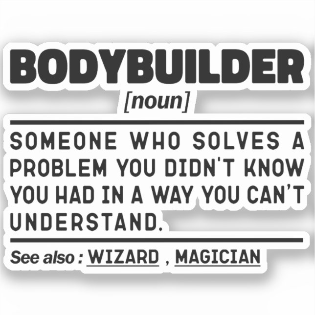 Sticker Bodybuilder Noun Définition Fitness Lover Workout (Recto)