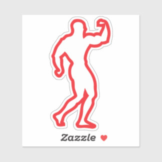 Sticker bodybuilding corps trace 2 dessin musculation