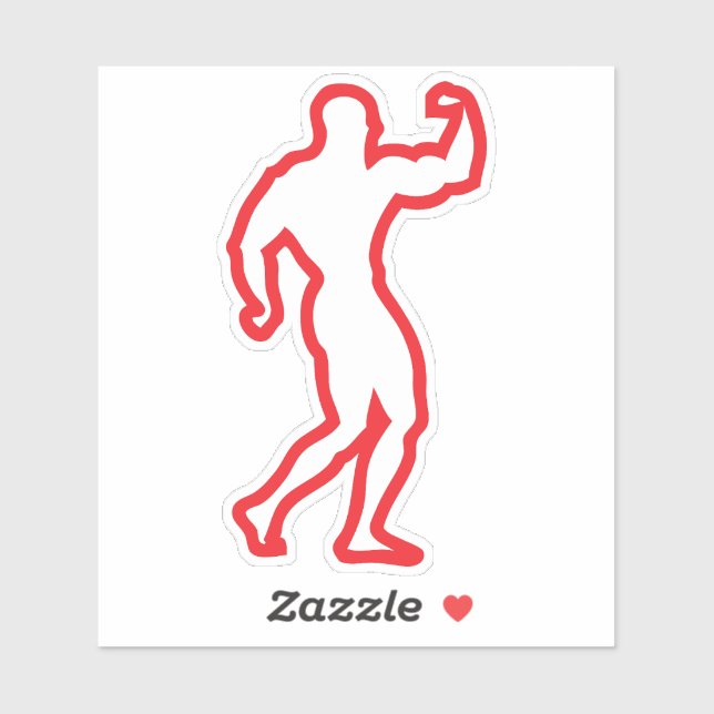 Sticker bodybuilding corps trace 2 dessin musculation (Feuille)