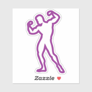 Sticker bodybuilding corps trace 3 dessin musculation