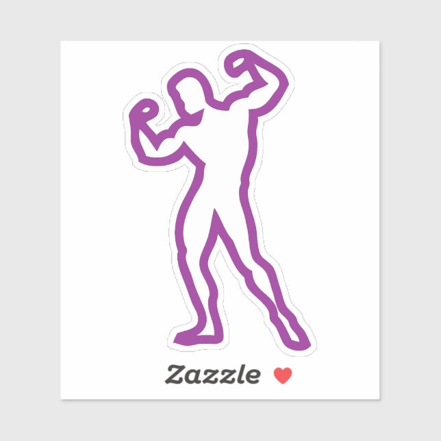 Sticker bodybuilding corps trace 3 dessin musculation (Feuille)