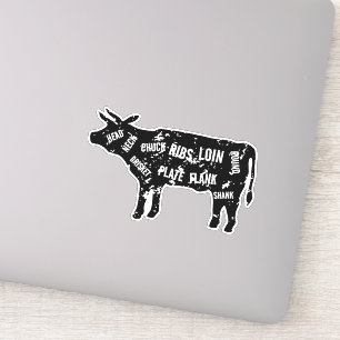 Sticker Boeuf viande découpe vache silhouette vinyle autoc