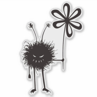 Sticker Bogue à fleur malin bizarre gothique