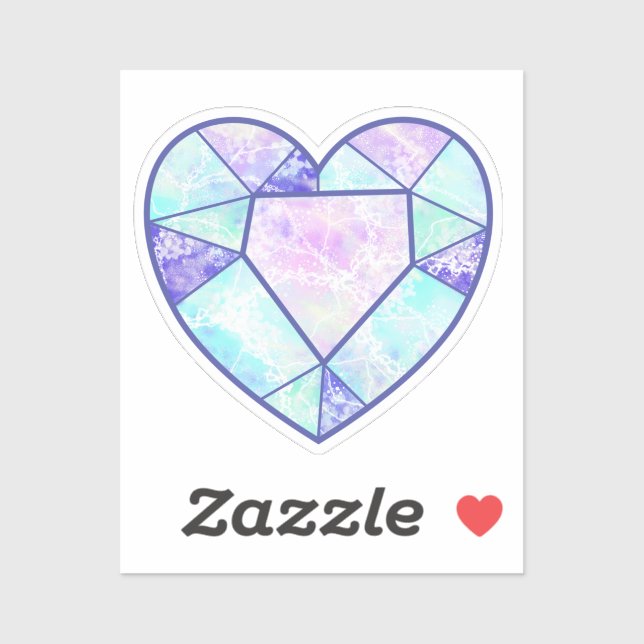 Sticker Boho Blue and Pink Heart Diamond (Feuille)