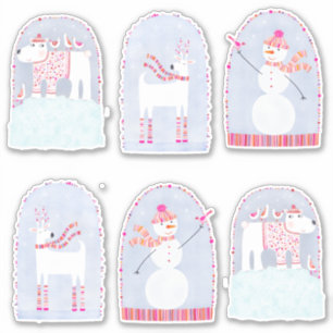 Sticker Boho Christmas Winter Deer Bear et Snowman