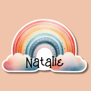 Sticker Boho coloré arc-en-ciel Monogramme imperméable
