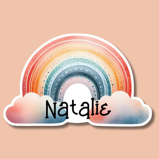 Sticker Boho coloré arc-en-ciel Monogramme imperméable (Créateur téléchargé)