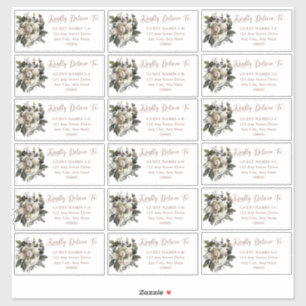 Sticker Boho Dusty rose Floral Mariage Adresse d'invité