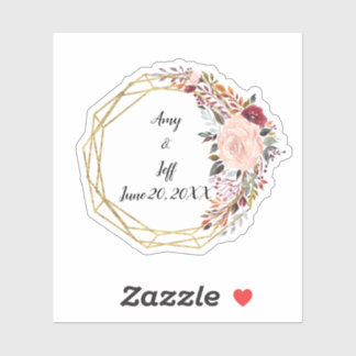 Sticker Boho Floral Mariage géométrique Date