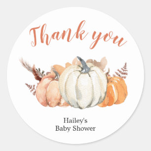 Sticker Boho Rustic Citrouille Merci Baby shower