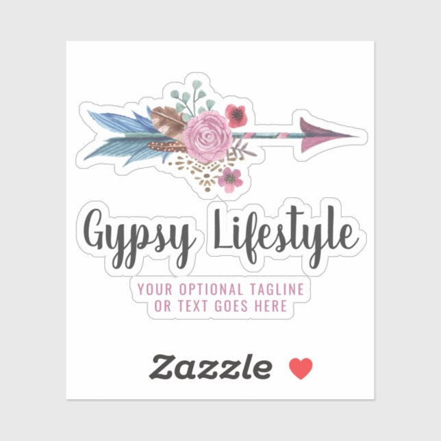 Sticker Boho Rustic Feather Arrow Aquarelle Bohemian Logo (Feuille)