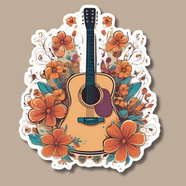 Sticker Boho Style guitare acoustique étanche (Créateur téléchargé)