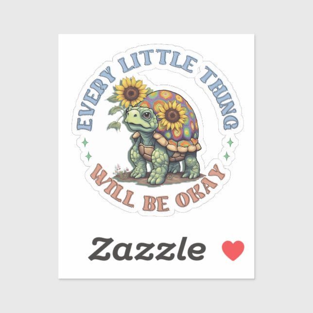 Sticker Boho Tortue Chaque petite chose positivité Hippie  (Feuille)