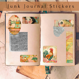 Sticker Boho Vintage Aquarelle Journal Intime Rose