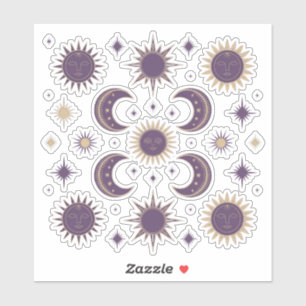 Sticker Boho violet & or Soleil & Lune Celestiale Scrapboo