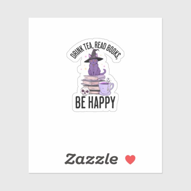 Sticker Boire Lire Livres Whimsigoth Halloween Design (Feuille)