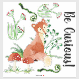 Sticker Bois Fox Aquarelle Soyez Curieux Baby Nursery