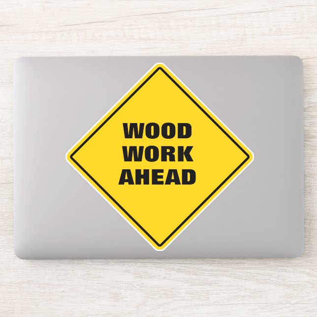 Sticker Bois jaune amusant travailler en avant prudence pa (Ordinateur)